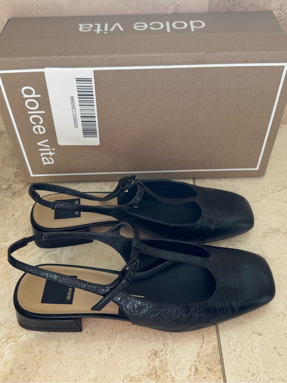 Dolce Vita Black Leather Deidra Flats size 8